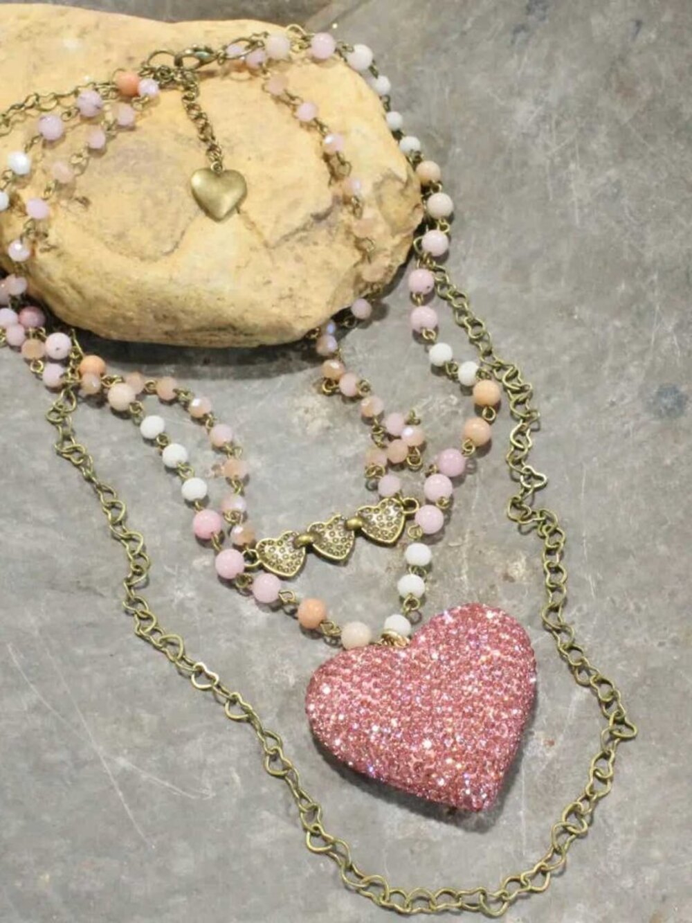 Triple Layer Heart Necklace